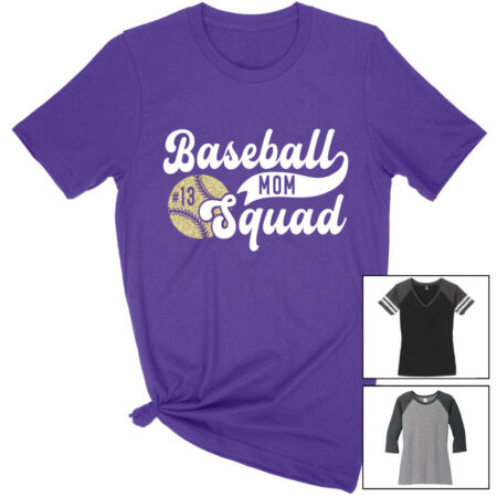 Baseball Mom Squad T-shirt with Number