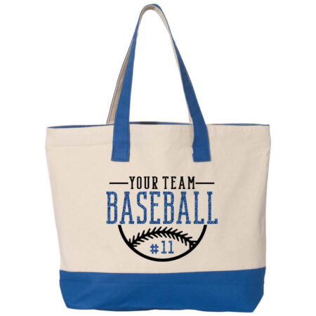 2-Tone Baseball Team Tote Bag with Number