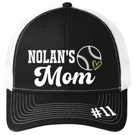 Baseball Mom Trucker Hat with Name & Number