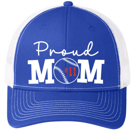 Proud Baseball Mom Trucker Hat with Number