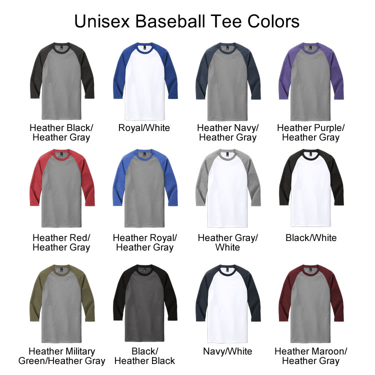 Unisex Baseball Tee Colors