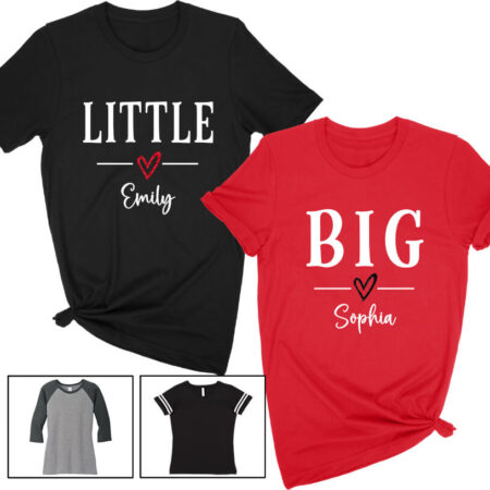 Big Little Sorority Shirt with Name and Heart