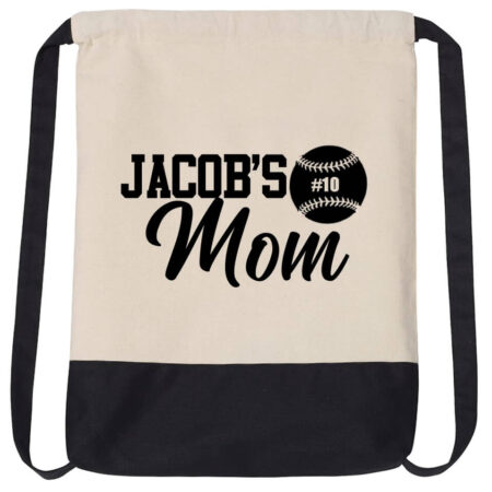 Baseball Mom Cinch Bag with Name & Number