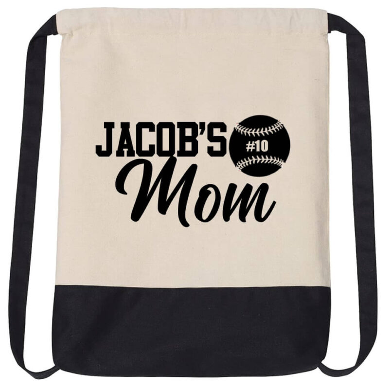Baseball Mom Cinch Bag with Name & Number