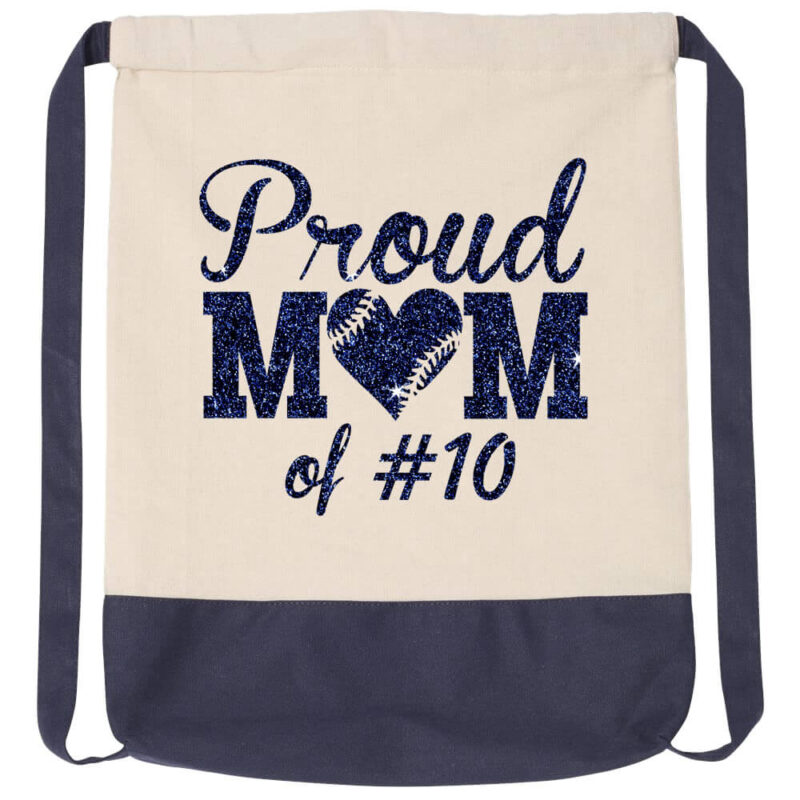 Proud Baseball Mom Cinch Bag with Number