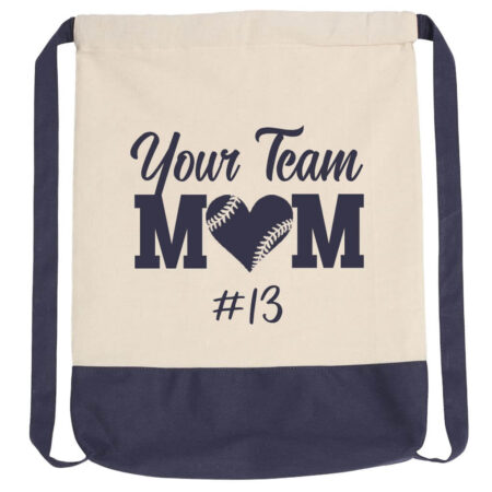 Baseball Mom Cinch Bag with Team Name & Number