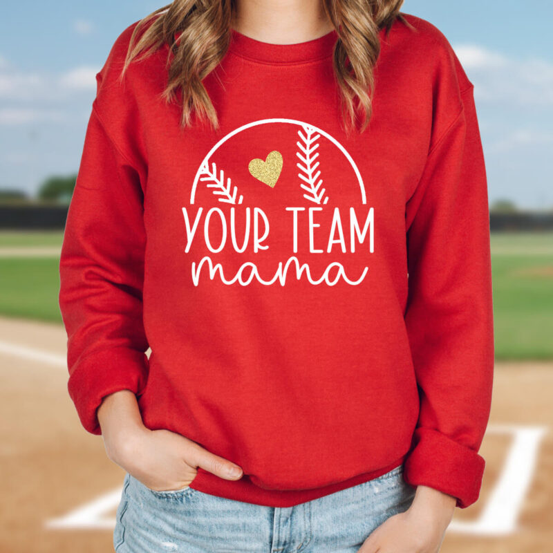 Baseball Mama Sweatshirt with Team Name - Lifestyle