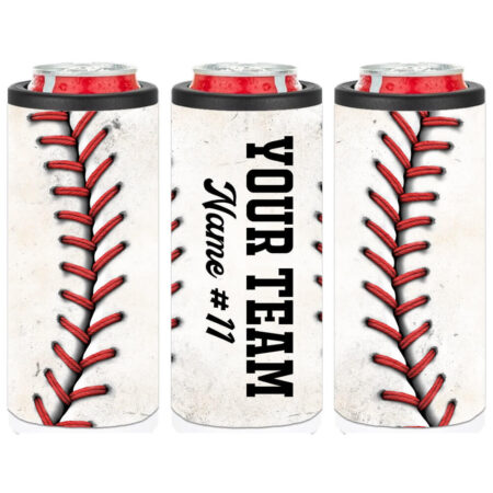 Custom Baseball Can Cooler with Team Name and Number