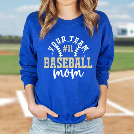 Baseball Mom Sweatshirt with Team Name and Number - Lifestyle