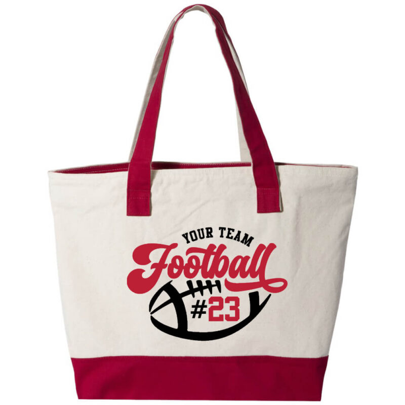 2-Tone Football Team Tote Bag with Ball