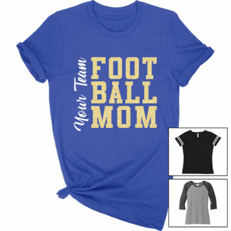 Block Football Mom T-Shirt with Team Name