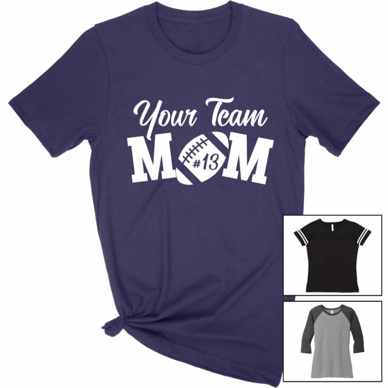 Football Mom T-Shirt with Team Name & Number