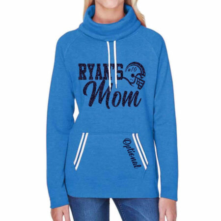 Football Mom Cowl Neck Sweatshirt with Name