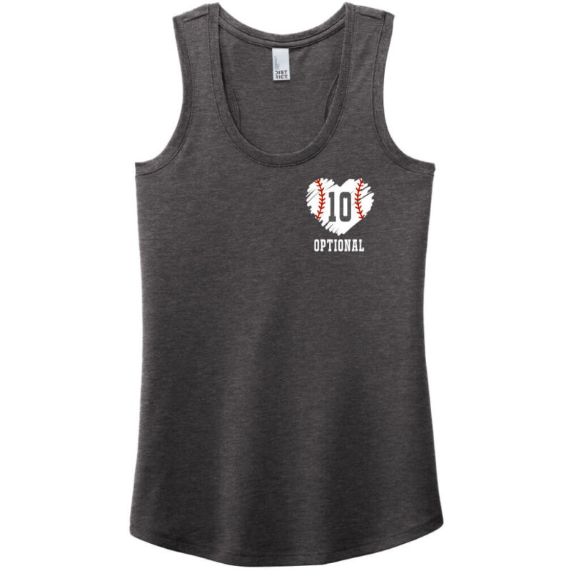 Baseball Heart Tank Top with Number
