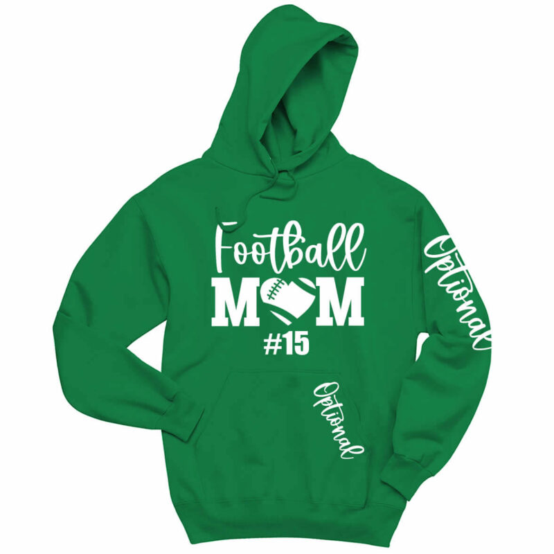 Football Mom Heart Hoodie with Number
