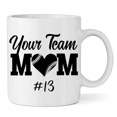 Baseball Mom Mug with Team Name & Number