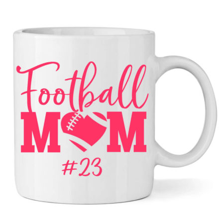 Football Mom Mug with Heart & Number