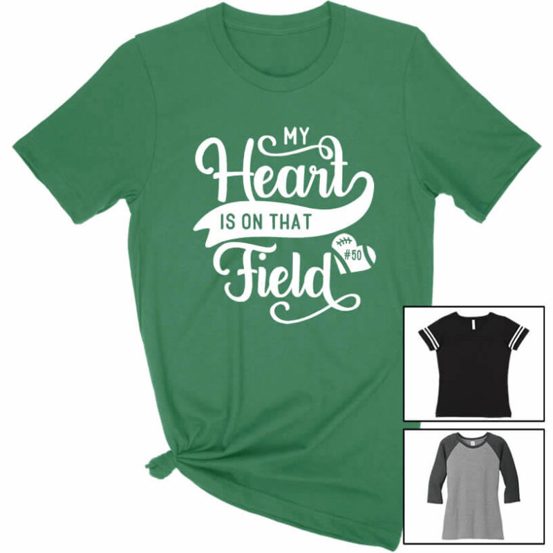 My Heart is on that Field Football Mom T-Shirt