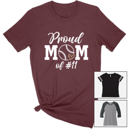 Proud Baseball Mom T-Shirt with Number
