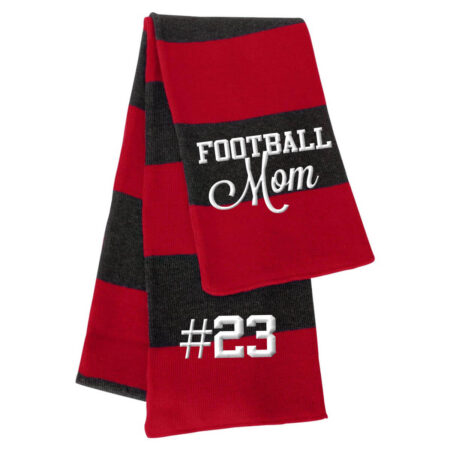 Football Mom Striped Scarf with Number