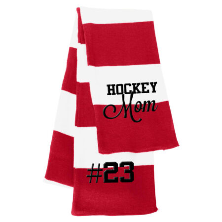 Hockey Mom Striped Scarf with Number