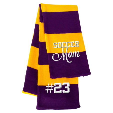 Soccer Mom Striped Scarf with Number