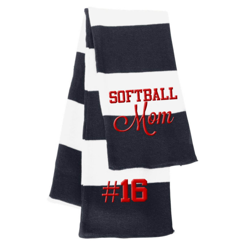 Softball Mom Striped Scarf with Number