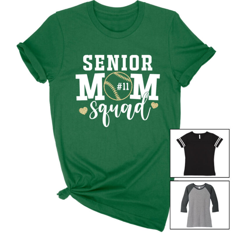 Senior Baseball Mom Squad Shirt with Number