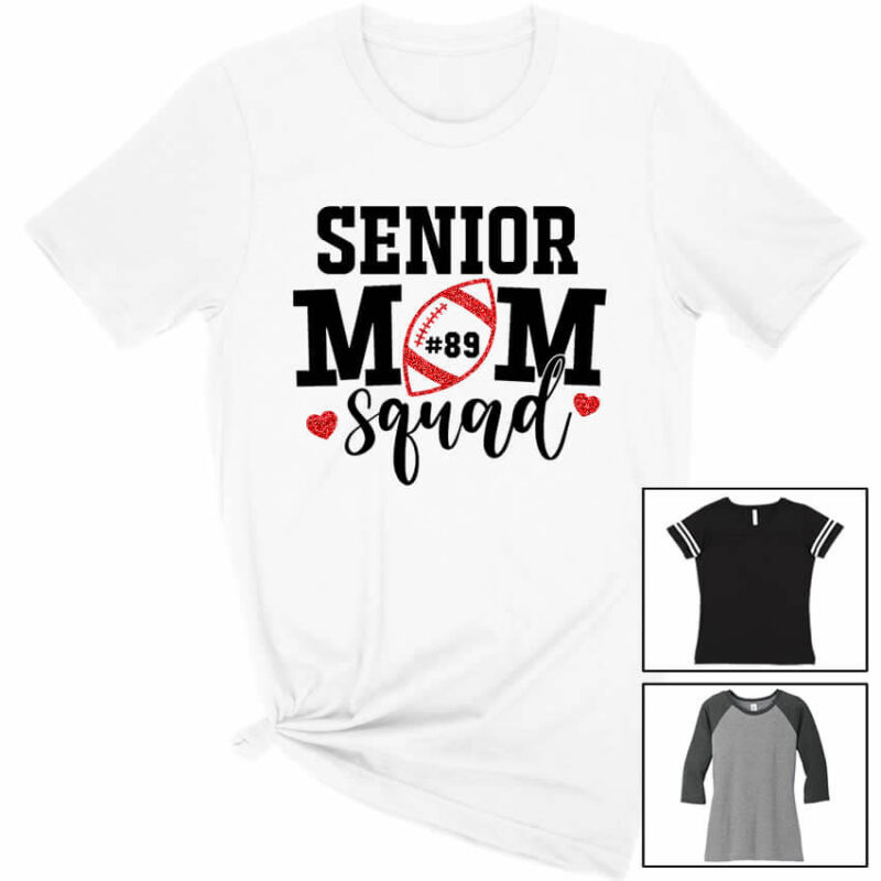 Senior Football Mom Squad Shirt with Number