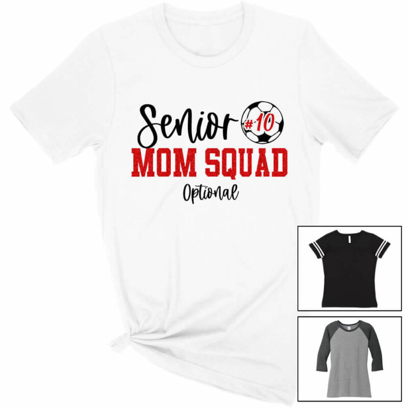 Senior Soccer Mom Squad T-Shirt with Number