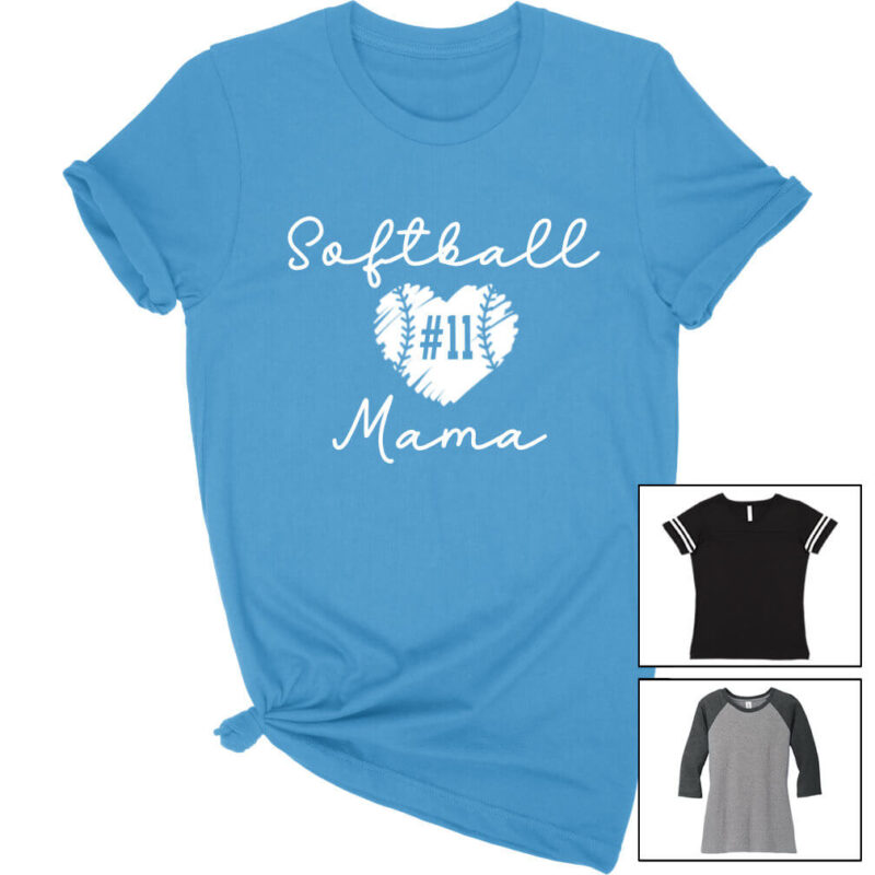 Softball Mom T-Shirt with Heart