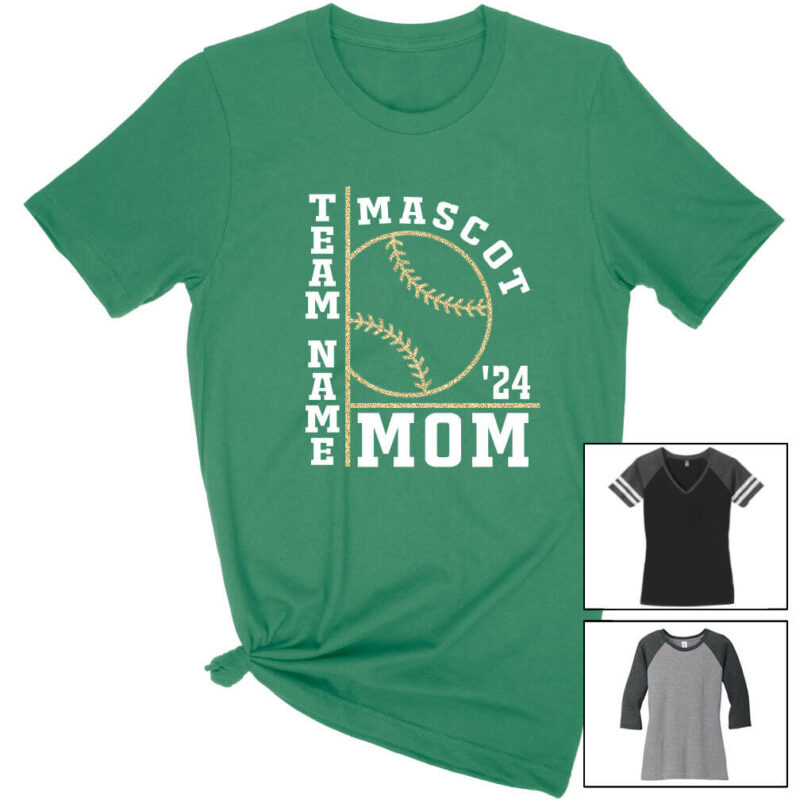 Team Baseball Mom Shirt with Mascot