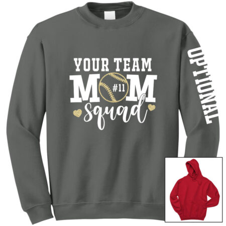 Baseball Mom Squad Sweatshirt with Number