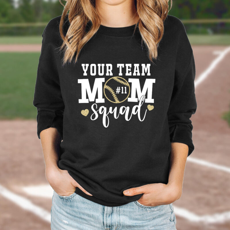 Baseball Mom Squad Sweatshirt with Team Name - Lifestyle