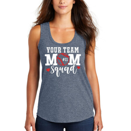 Baseball Mom Squad Tank Top with Number - Model