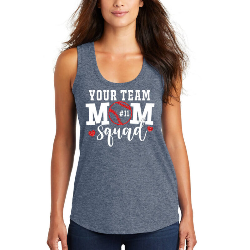 Baseball Mom Squad Tank Top with Number - Model