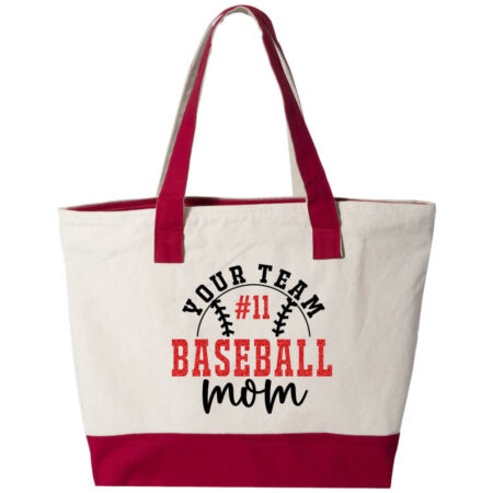 Team Baseball Mom 2-Tone Tone Bag with Number