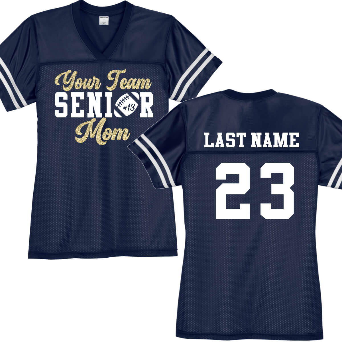 Senior Football Mom Jersey with Team Name & Number - Personalized Spiritwear