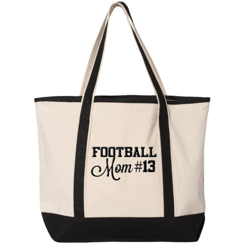 Football Mom Tote Bag with Number