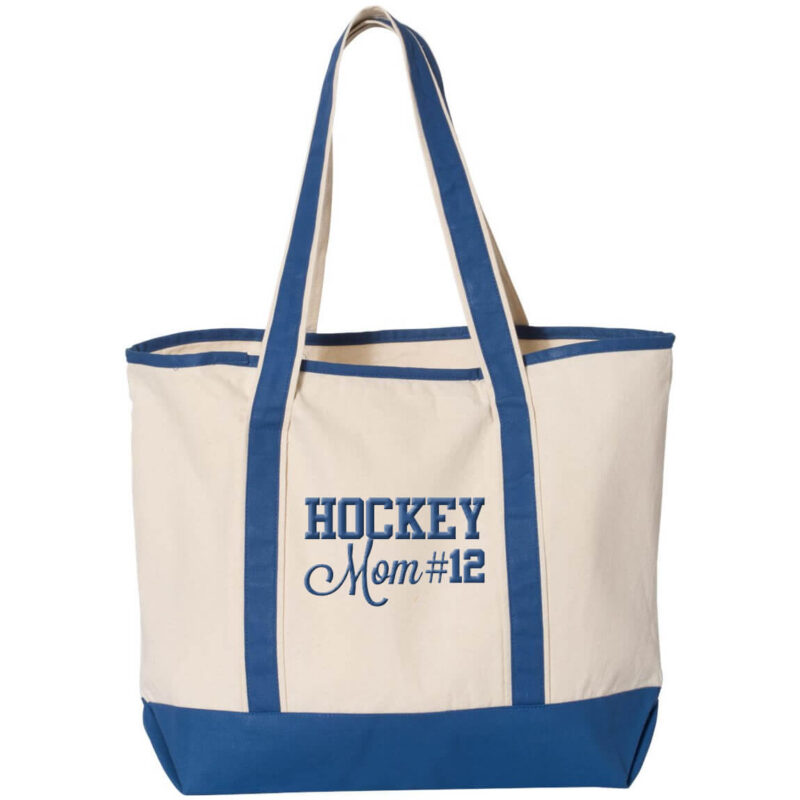 Hockey Mom Tote Bag with Number