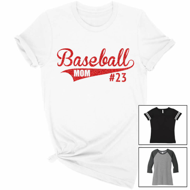 Baseball Mom T-Shirt with Number