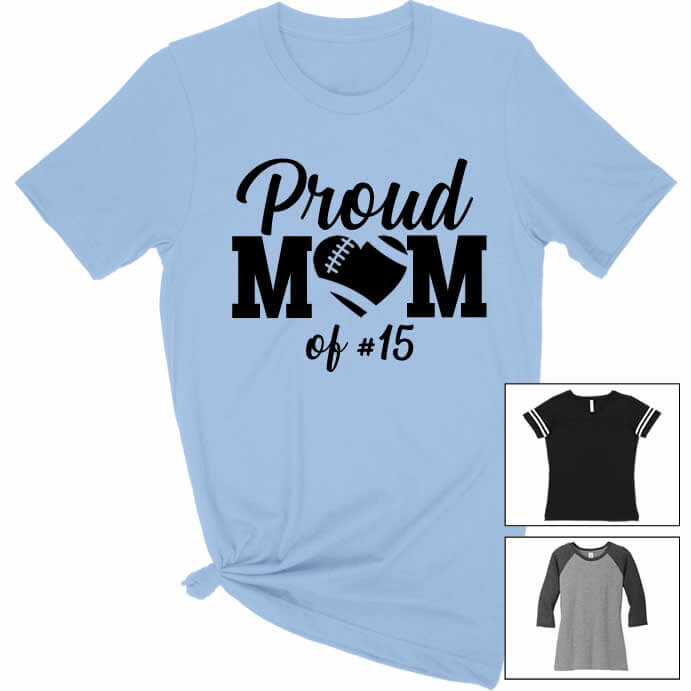 Proud Football Mom T-Shirt with Number