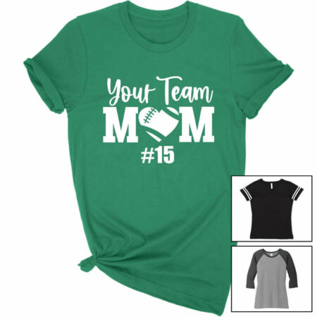 Football Mom Heart T-Shirt with Team Name & Number